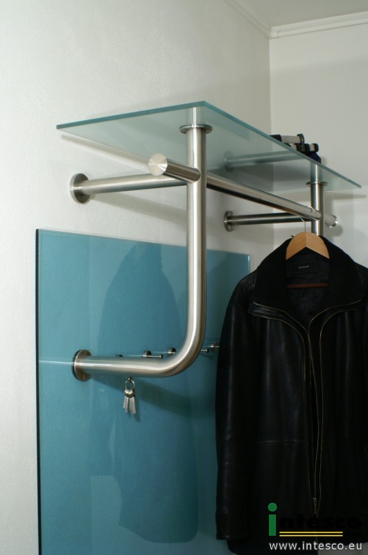 Garderobe Glas Edelstahl